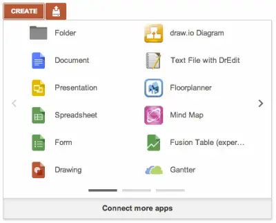 Google Drive Create menu