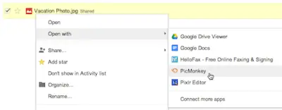 Google Drive open with