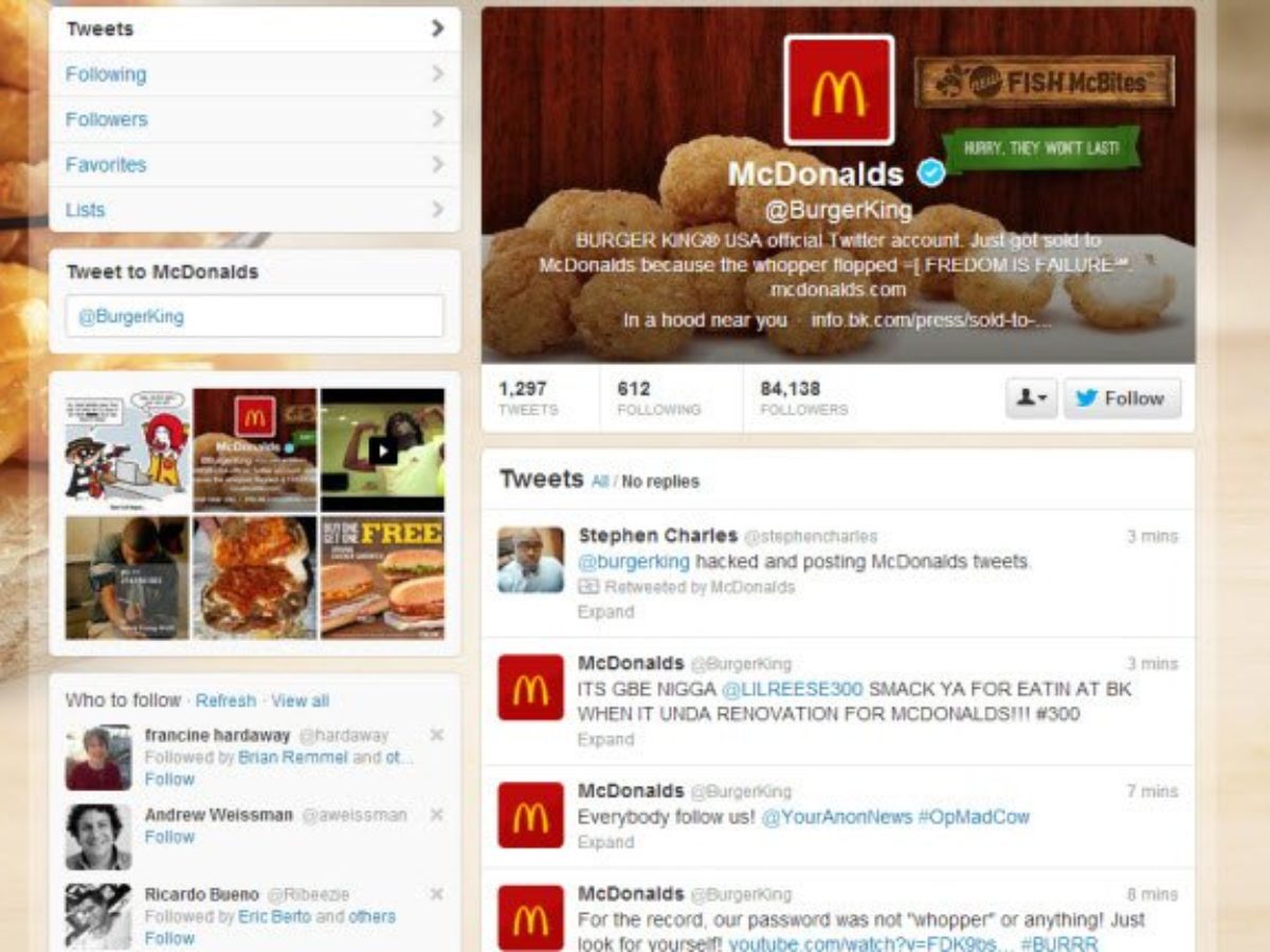 Anonymous Hacks Burger King Twitter Account