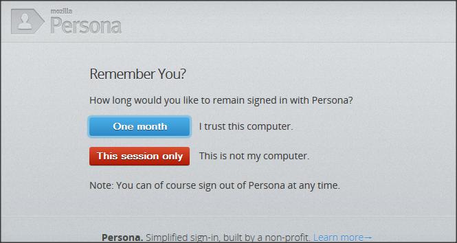 Mozilla Persona remember you