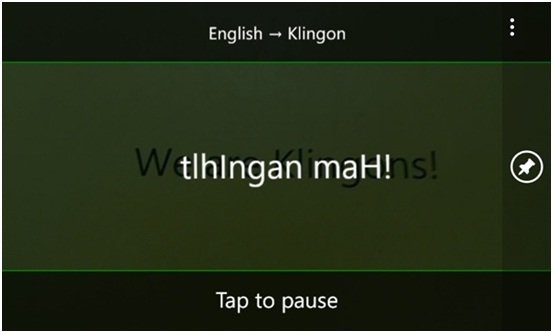 Bing Translator Klingon