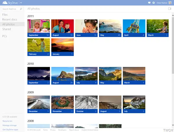 SkyDrive-timeline-month-view