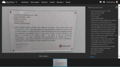 SkyDrive now lets you extract texts from image files