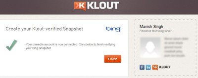 Signing up with Klout