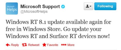 Windows 8.1 RT update is now available again in the Store