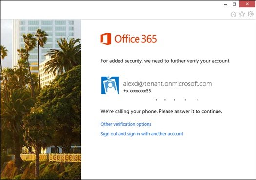 Multi-factor login for Office 365