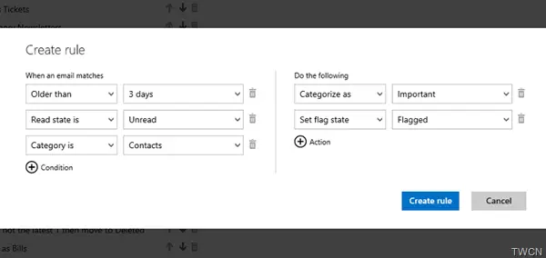 Outlook.com Advanced Web Mail Rules