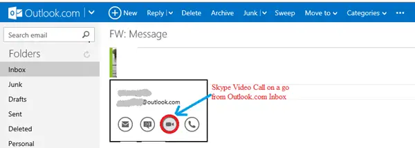 Skype video Call from Inbox
