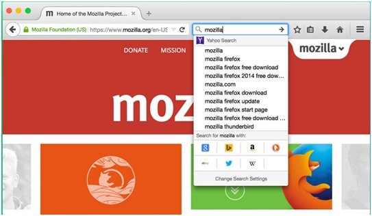 Search interface in Firefox