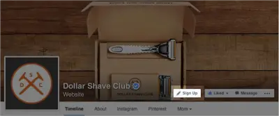 Call to action button in Facebook page