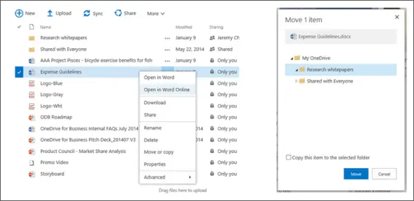 Drag files to move