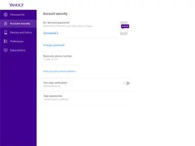 Yahoo On-demand Passwords