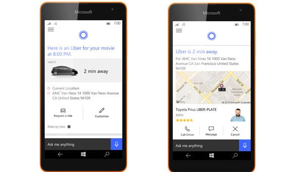 Cortana-Uber