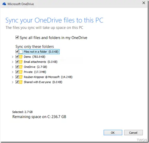 OneDrive selective-sync