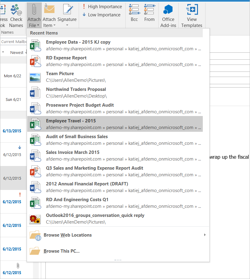 Outlook 2016 Rolls Out New Attachment Features