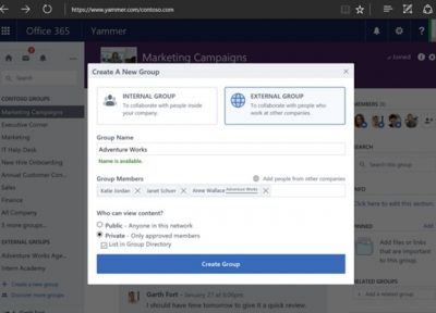 Yammer Network and External Groups