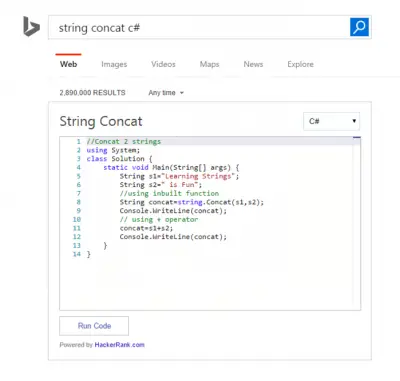 bing code