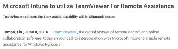 teamviewer replaces Microsoft Intune