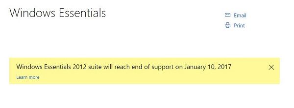 windows essentials end of support