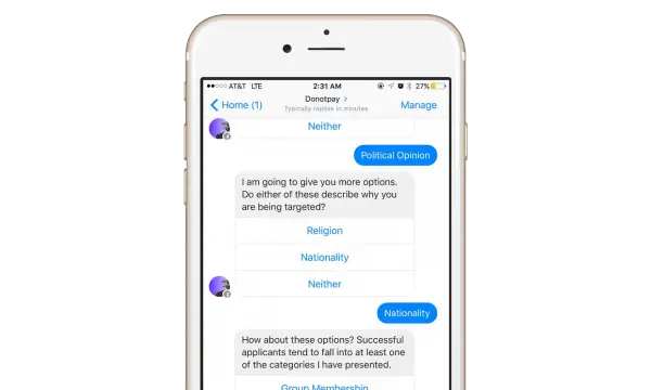 Messenger Chatbot Helping Refugees