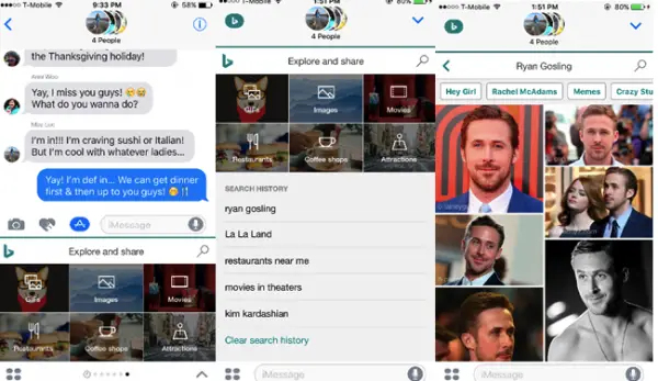 iMessage extension for iPhones from Bing
