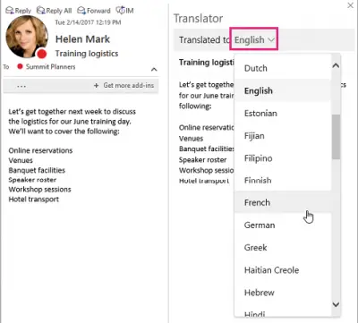 Mac gets Translator for Outlook