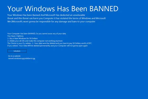 Your Windows Has Been Banned