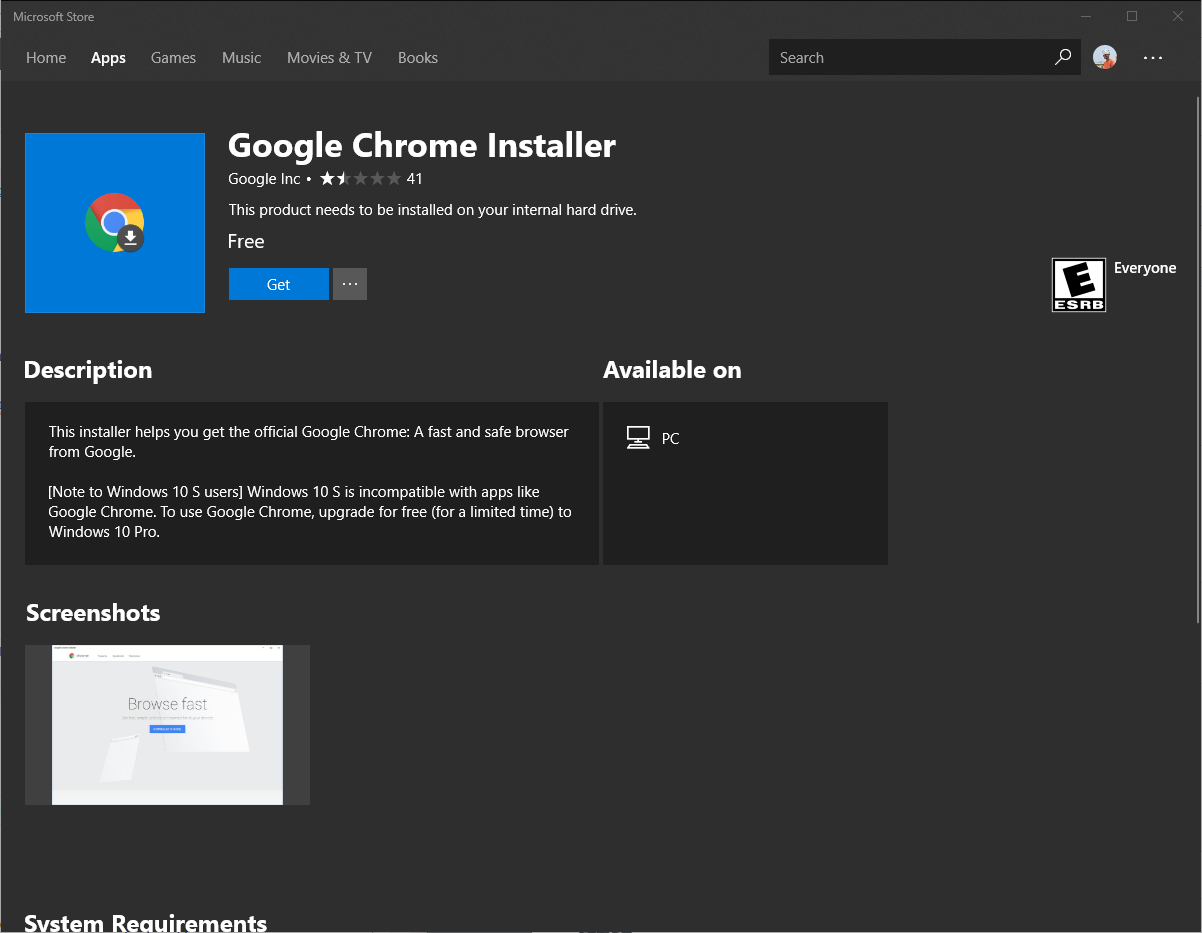 how to download google chrome from microsoft store