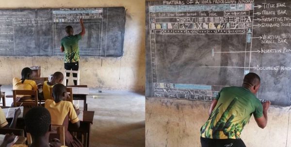 Richard used the blackboard to teach computers