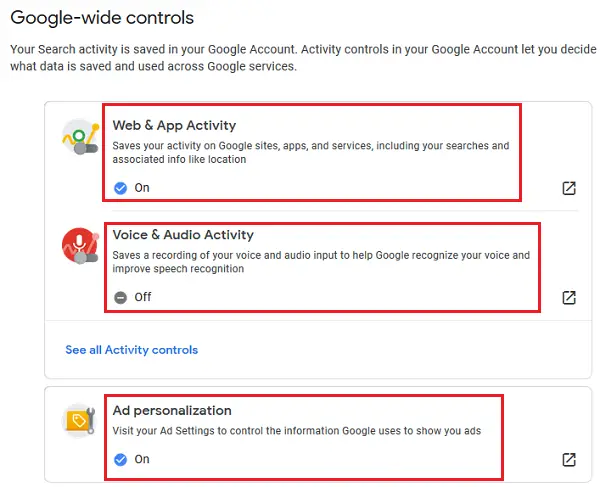 Google wide controls