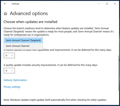 Windows Update Business SAC-T