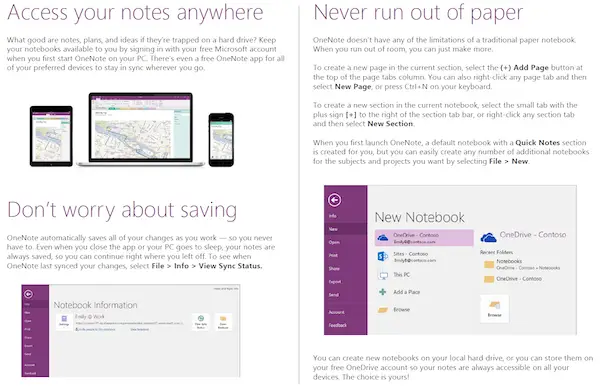 microsoft onenote for mac sections on top