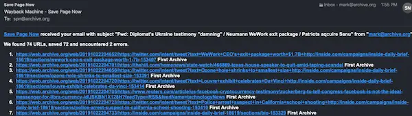 Wayback Machine Save Page Email