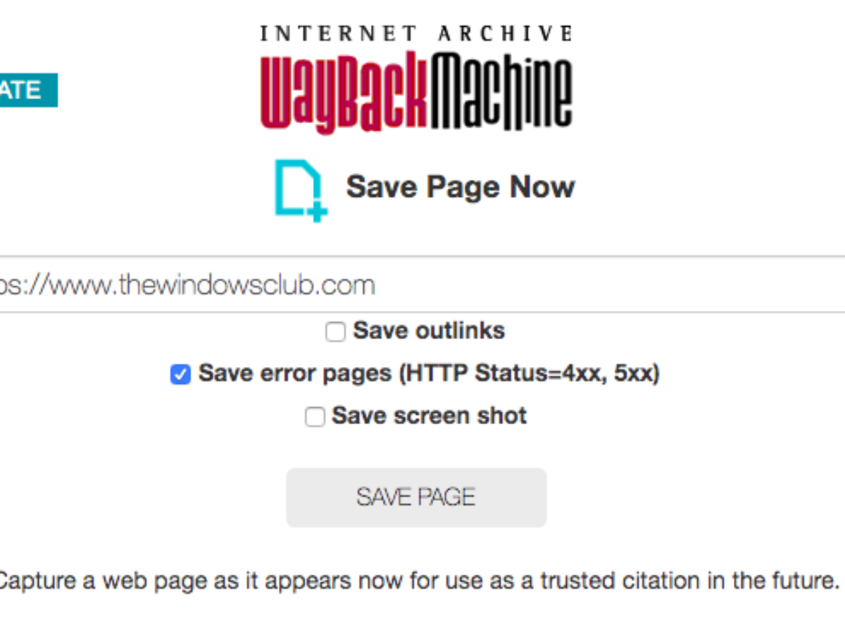 Wayback Machine Rolls Out New And Improved Save Page