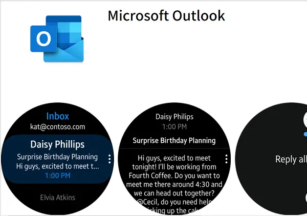Outlook app for Samsung Galaxy wearable 