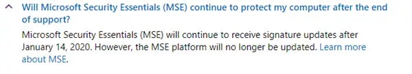 Wait! Microsoft Security Essentials will receive updates after January 14