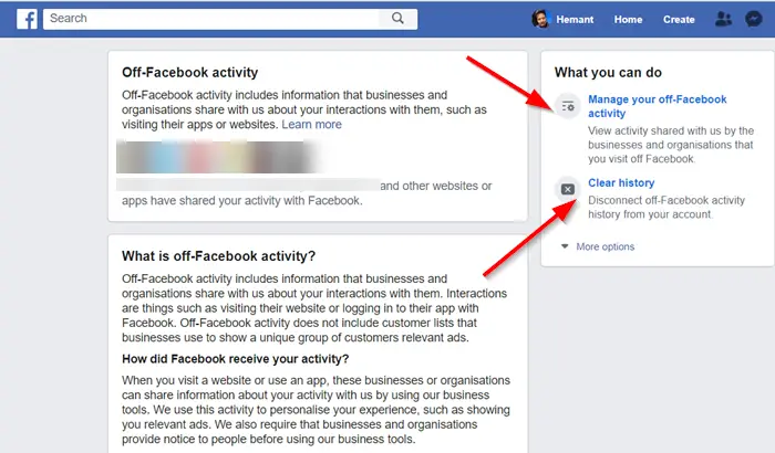 Off-Facebook Activity Tool