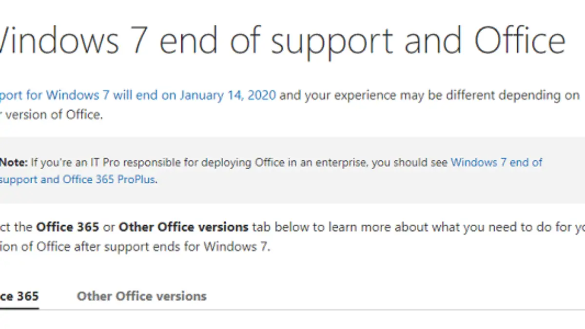 These versions of Microsoft Office are ending support in 2023 
