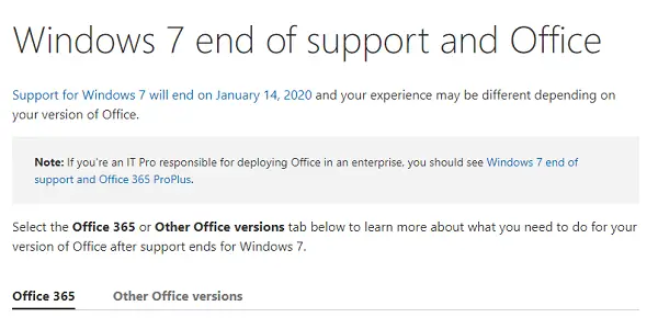 When will Microsoft end support for your version of Windows or