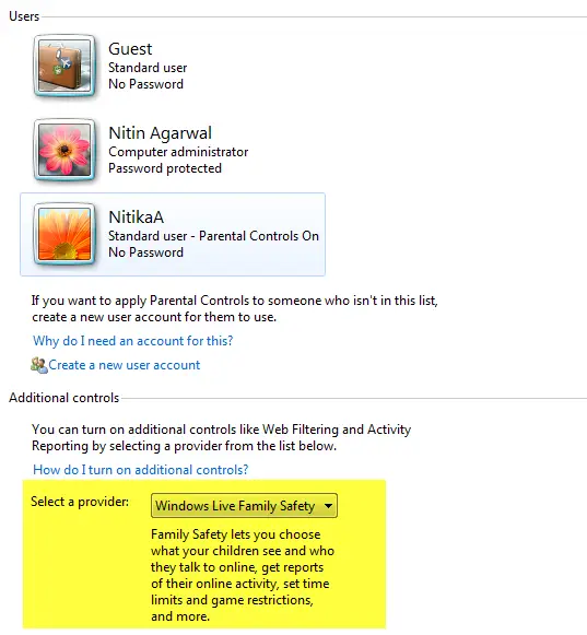 Windows Live Family Safety Windows 7