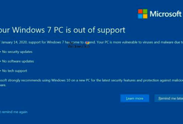 Windows 7 End of Support Notification