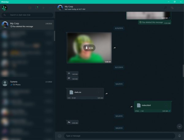 WhatsApp Dark Mode Desktop