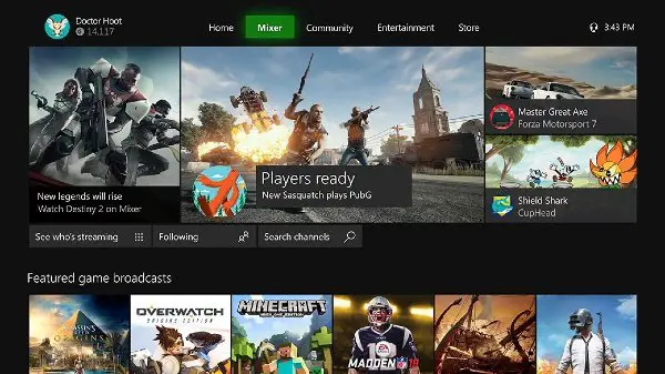 xbox one home page