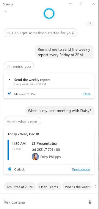 New Cortana will focus more on your productivity and privacy