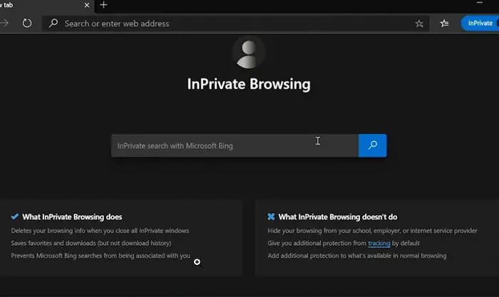InPrivate Search with Bing