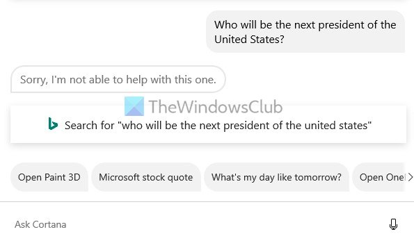 Micrsoft Cortana Donald Trump