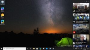 Microsoft's new Scrolling News bar app sits above Windows 10 taskbar