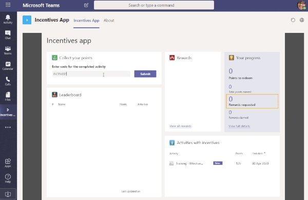 Microsoft Teams Incentives app template