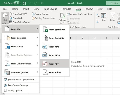 import data from excel to pdf form