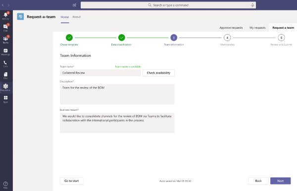 Request-a-Team app template for Microsoft Teams